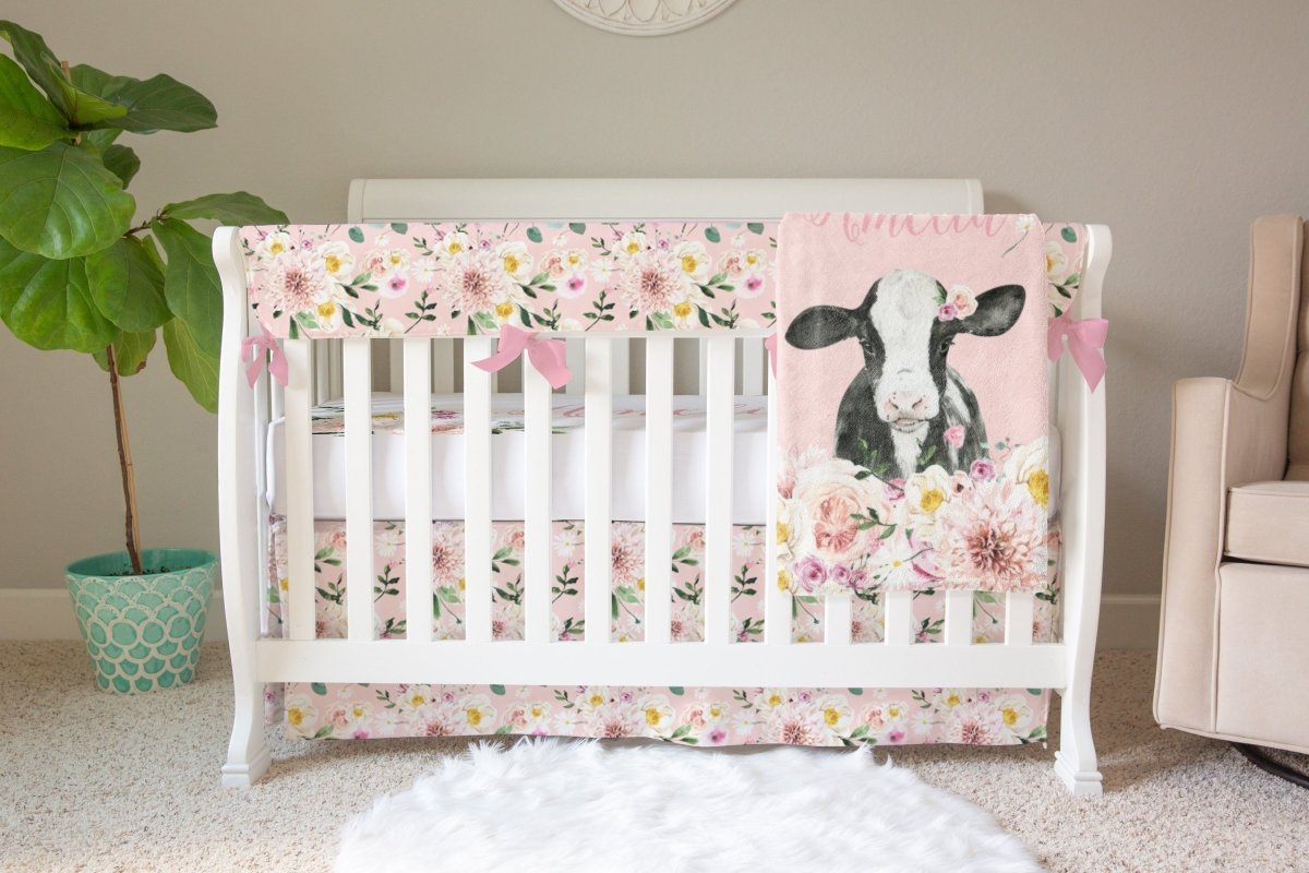 Farm Floral Crib Skirt - Farm Floral, gender_girl, Theme_Farm