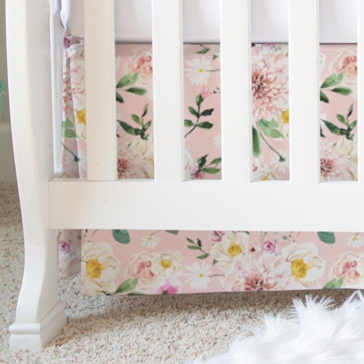 Farm Floral Crib Skirt - Farm Floral, gender_girl, Theme_Farm