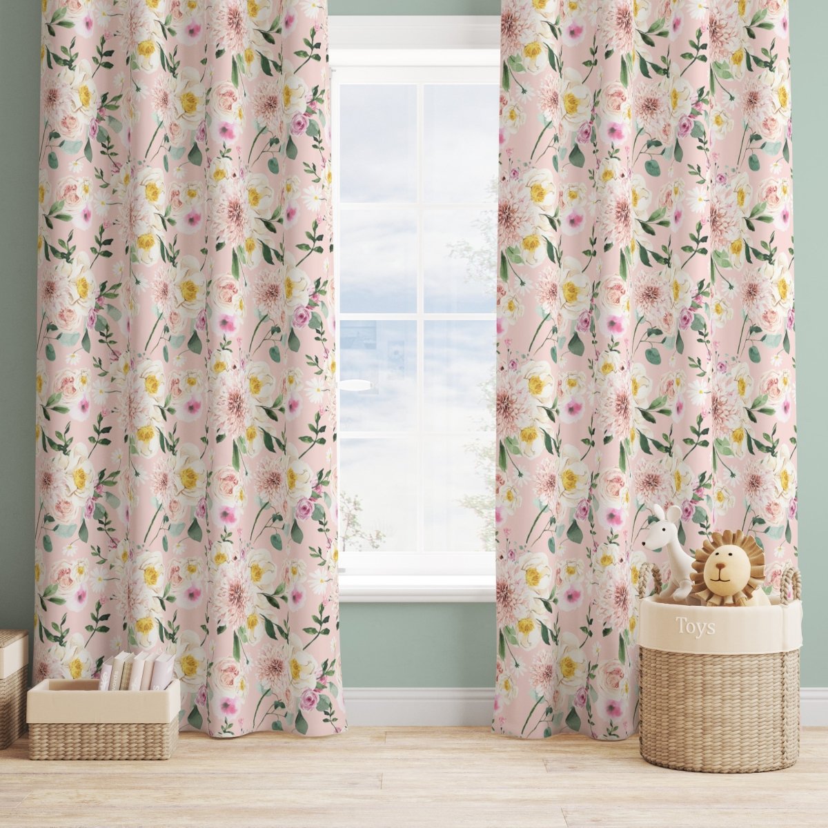 Farm Floral Curtain Panel - Farm Floral, gender_girl, Theme_Farm