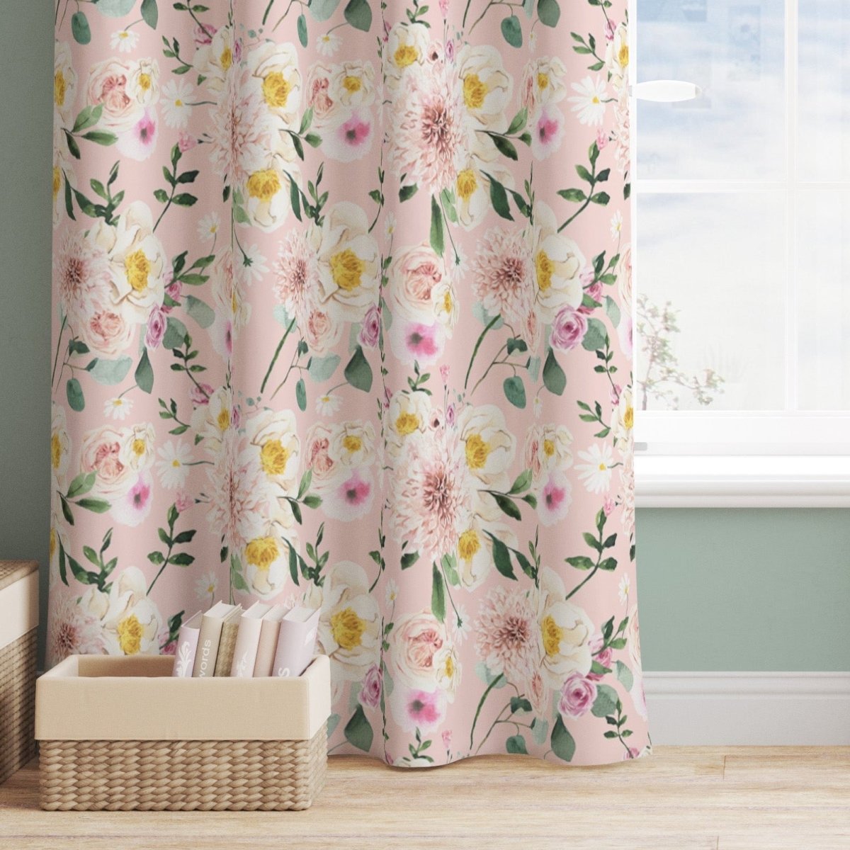 Farm Floral Curtain Panel - Farm Floral, gender_girl, Theme_Farm