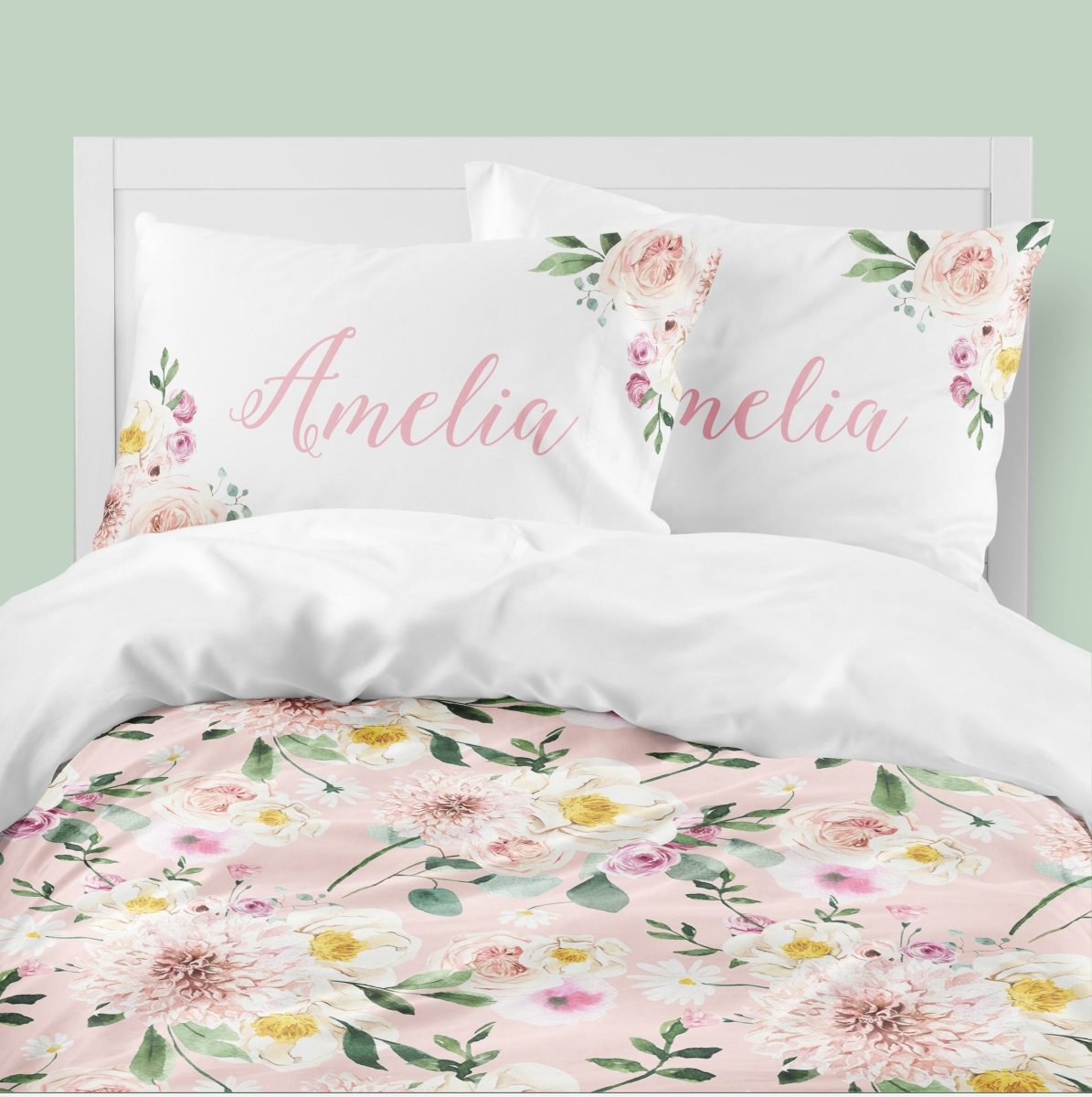 Farm Floral Personalized Kids Bedding Set (Comforter or Duvet Cover) - Farm Floral, gender_girl, text