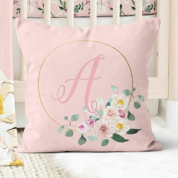 Farm Floral Personalized Nursery Pillow - Farm Floral, gender_girl, text