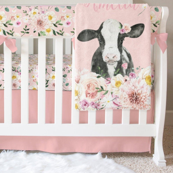 Farm Floral Pink Crib Bedding - Farm Floral, gender_girl, text
