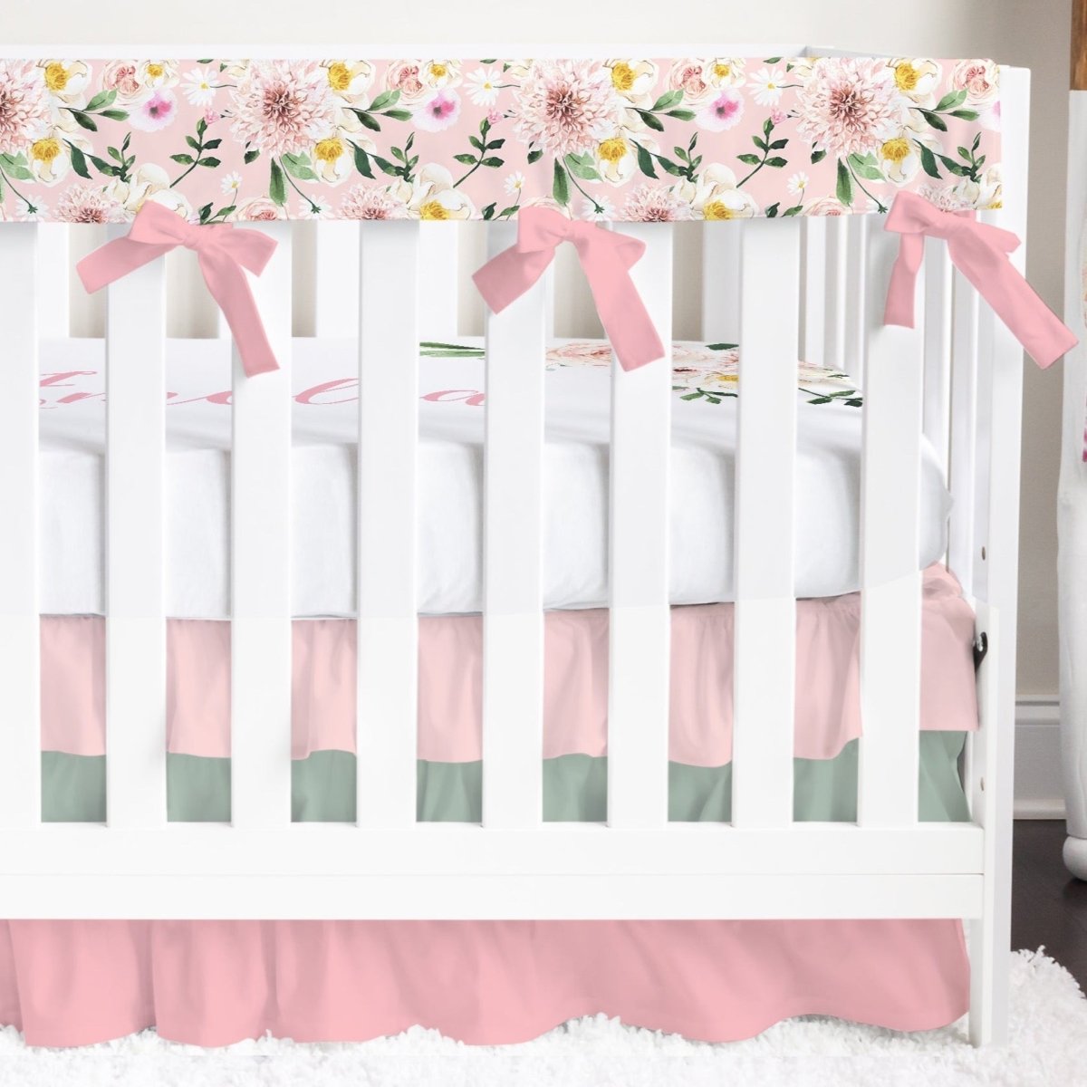 Farm Floral Ruffled Crib Bedding - Farm Floral, gender_girl, text