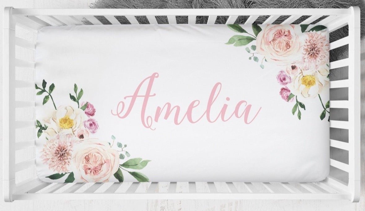 Farm Floral Ruffled Crib Bedding - Farm Floral, gender_girl, text