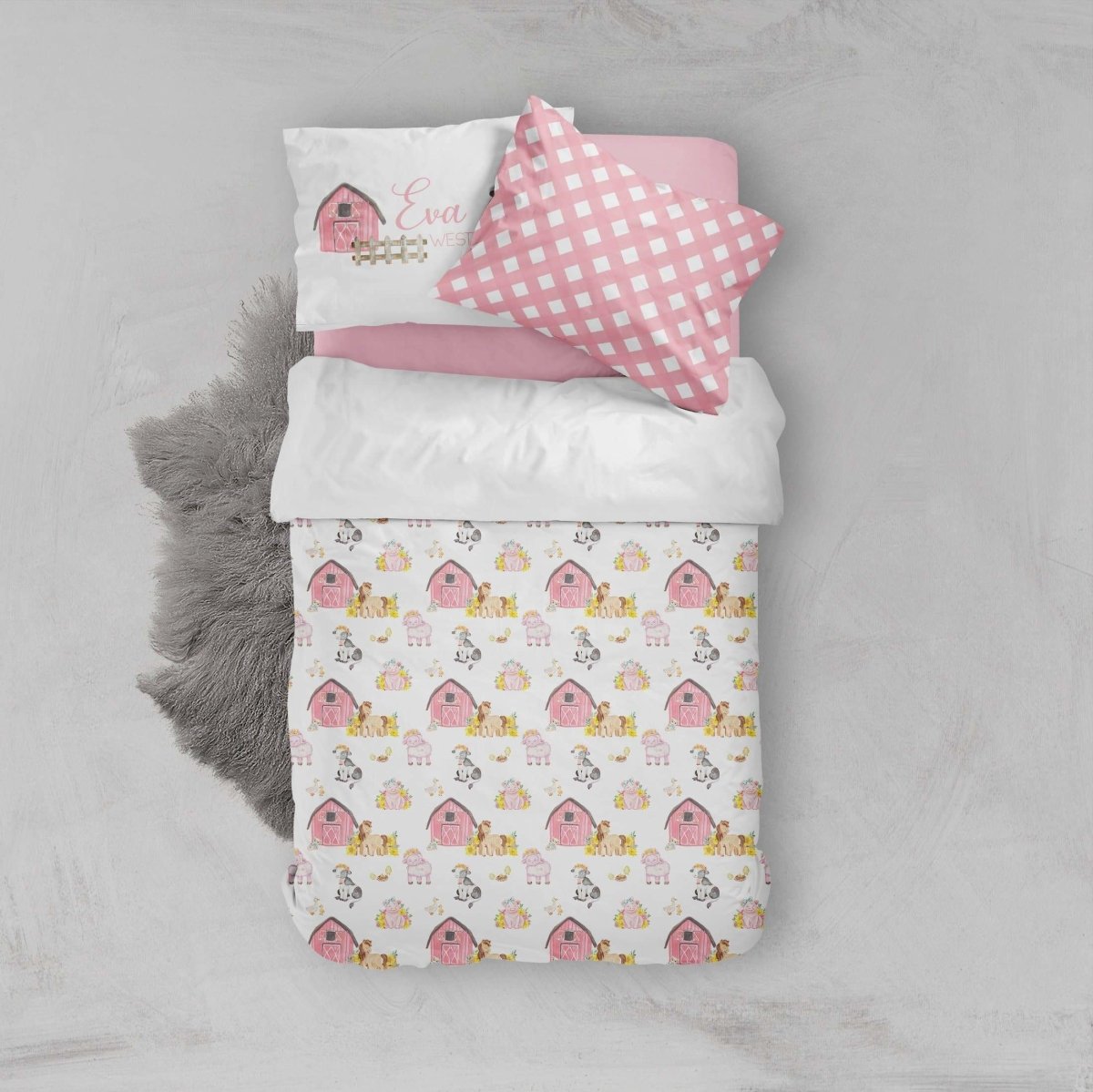Farm Girl Kids Bedding Set (Comforter or Duvet Cover) - Farm Girl, gender_girl, text