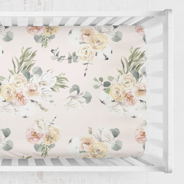 Farmhouse Floral Crib Sheet - gender_girl, Theme_Farm, Theme_Floral