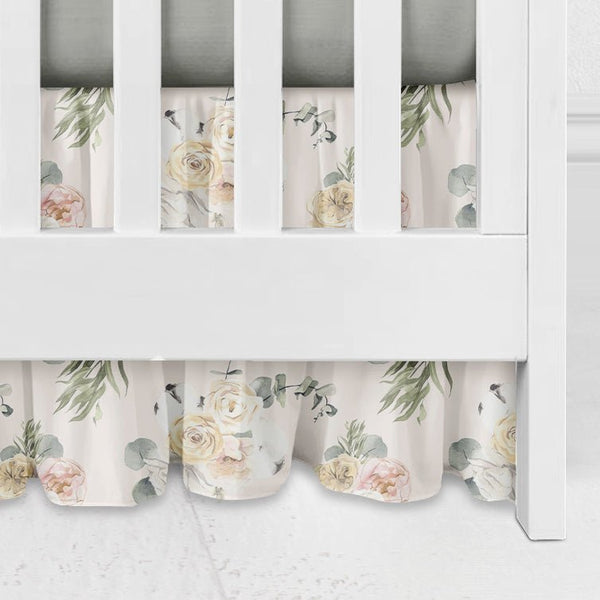 Farmhouse Floral Gathered Crib Skirt - Farmhouse Floral, gender_girl, Theme_Farm