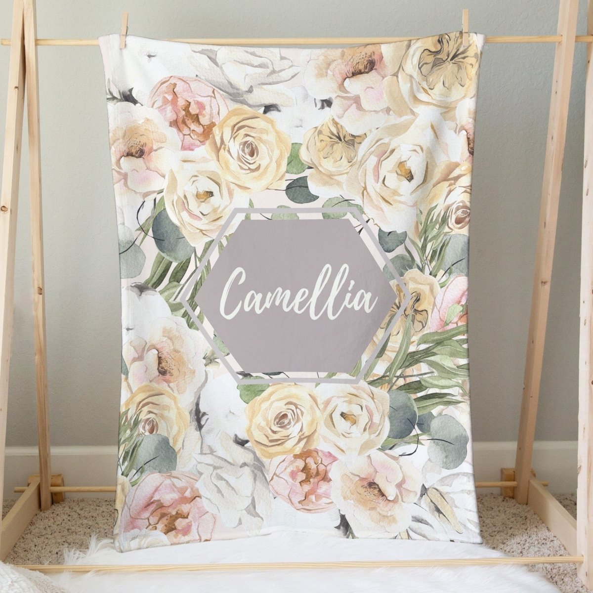 Farmhouse Floral Personalized Minky Blanket - Farmhouse Floral, gender_girl, Personalized_Yes