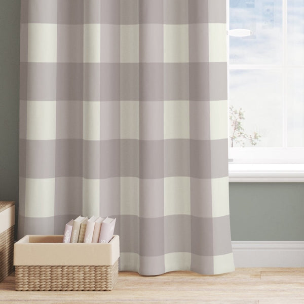 Farmhouse Floral Plaid Curtain Panel