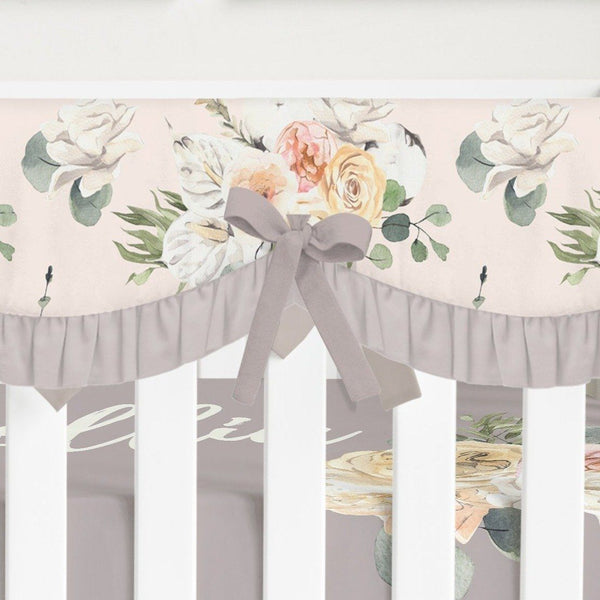 Farmhouse Floral Scalloped Crib Rail Guards - Farmhouse Floral, gender_girl, Theme_Farm