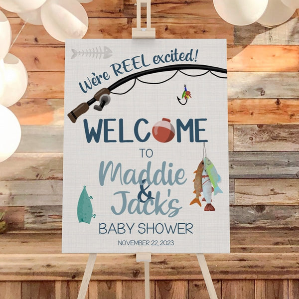 Fishing Time Baby Shower Welcome Sign - Fishing Time, gender_boy, text