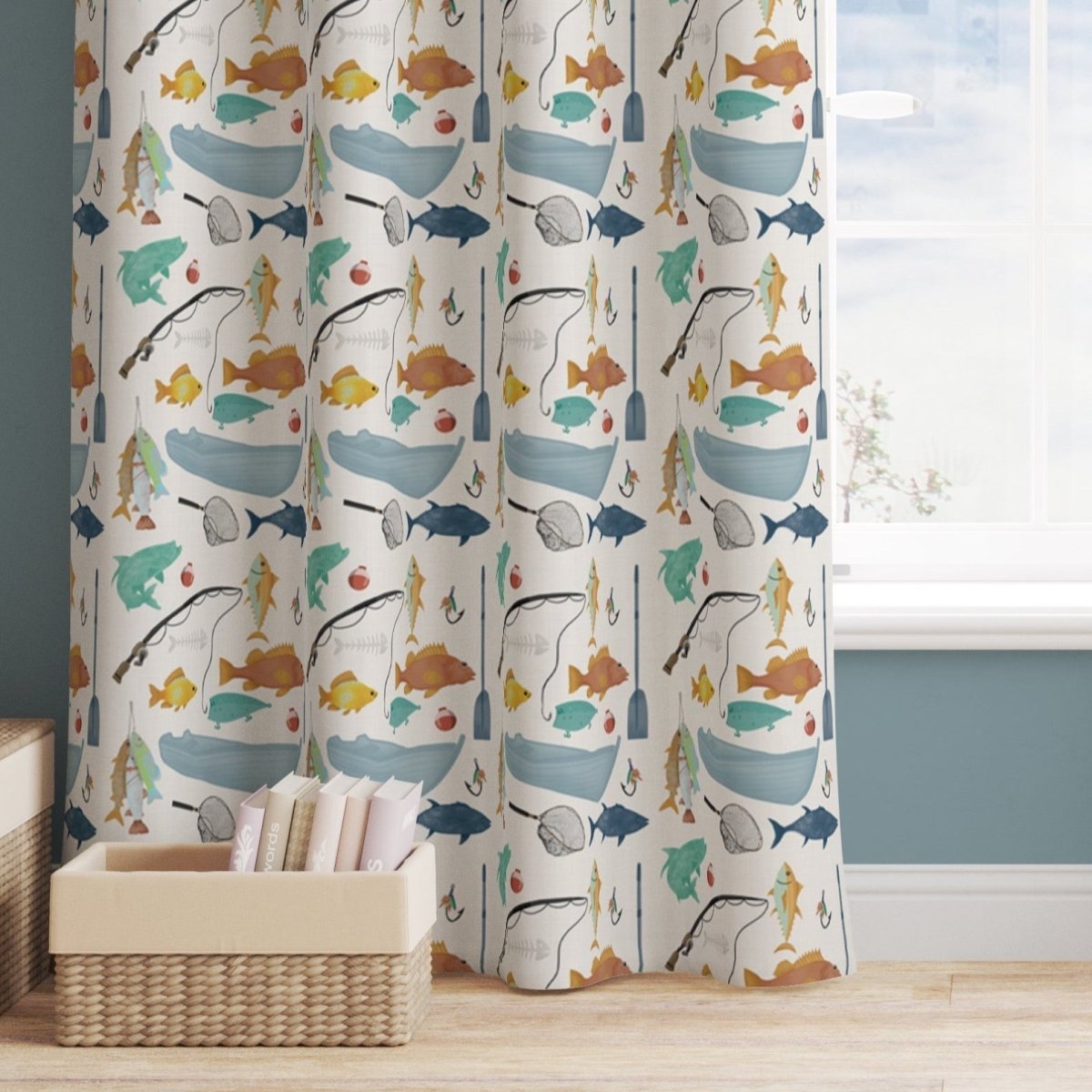 Fishing Time Curtain Panel - Fishing Time, gender_boy, Theme_Ocean