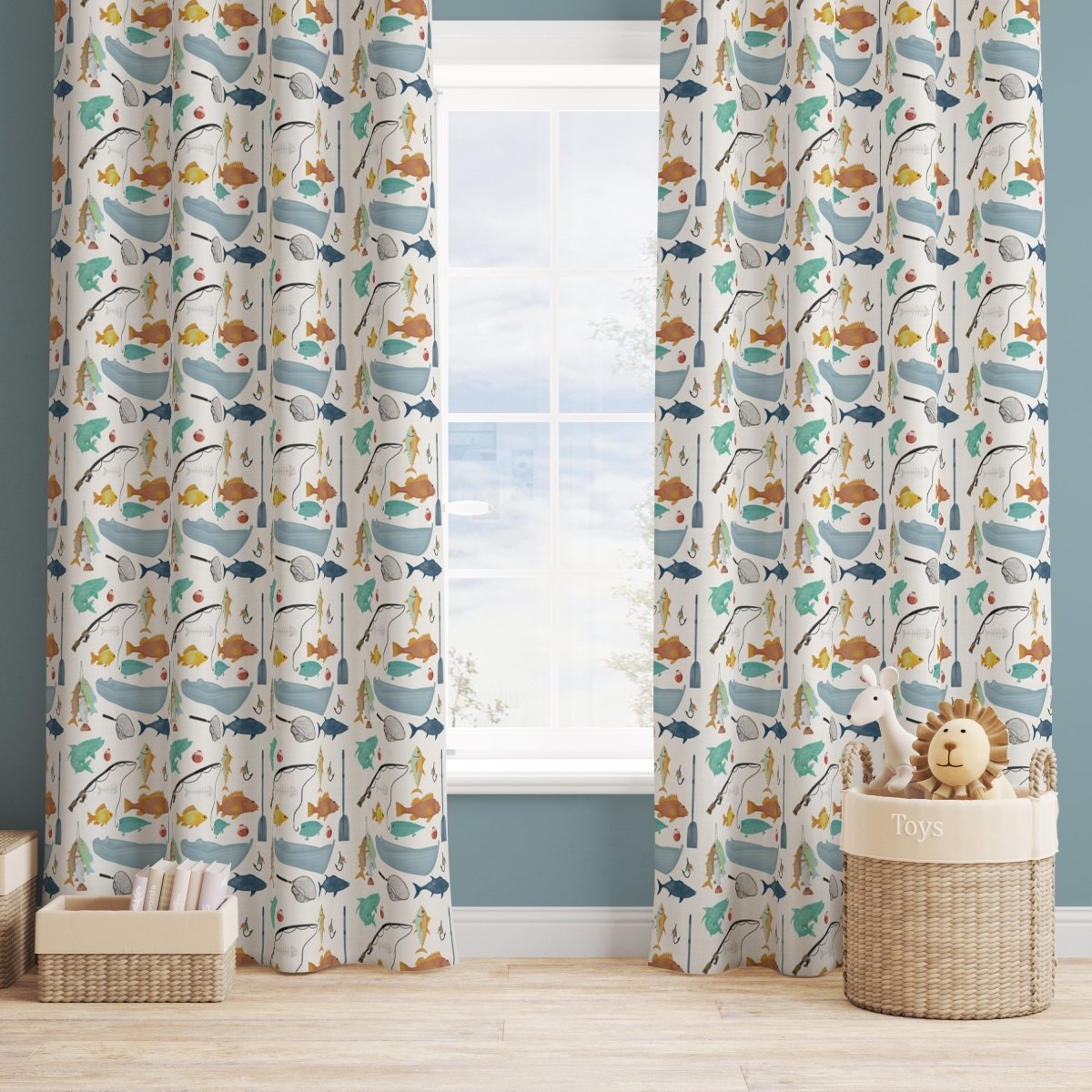 Fishing Time Curtain Panel - Fishing Time, gender_boy, Theme_Ocean