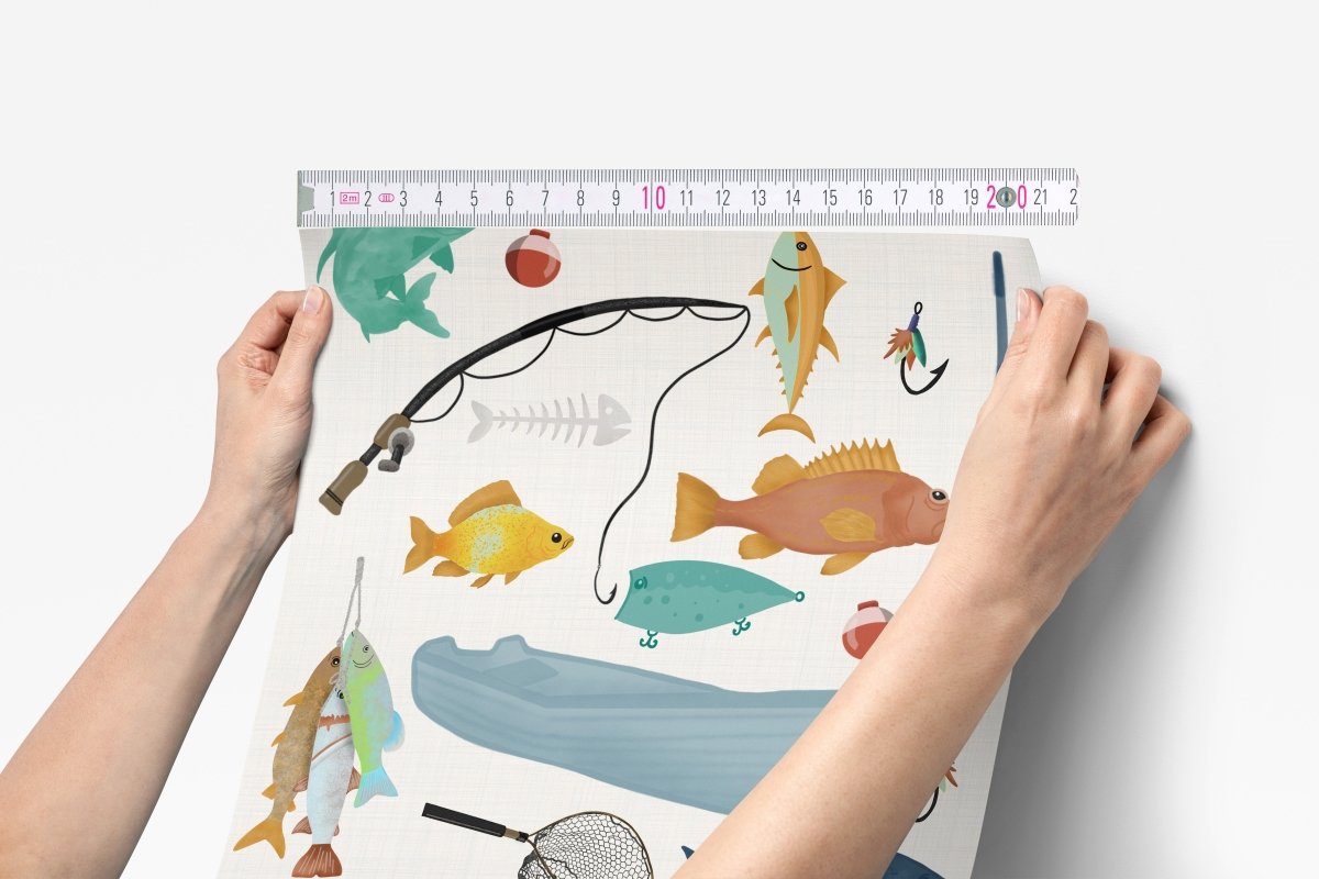 Fishing Time Peel & Stick Wallpaper - Fishing Time, gender_boy, Theme_Ocean