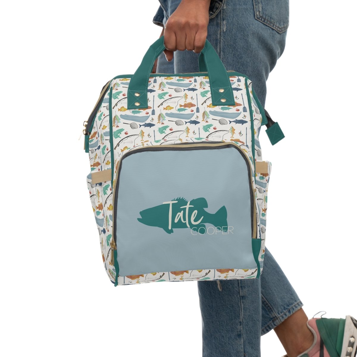 Fishing Time Personalized Backpack Diaper Bag - Fishing Time, gender_boy, text