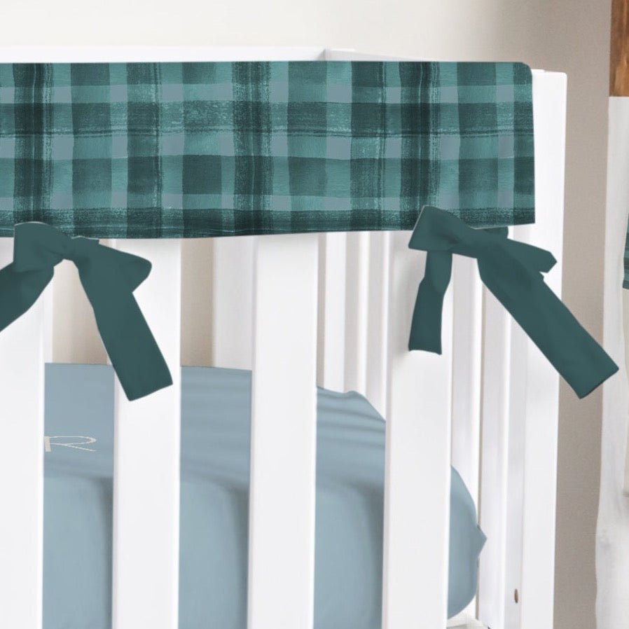 Fishing Time Plaid Crib Rail Guards - Fishing Time, gender_boy, Theme_Ocean