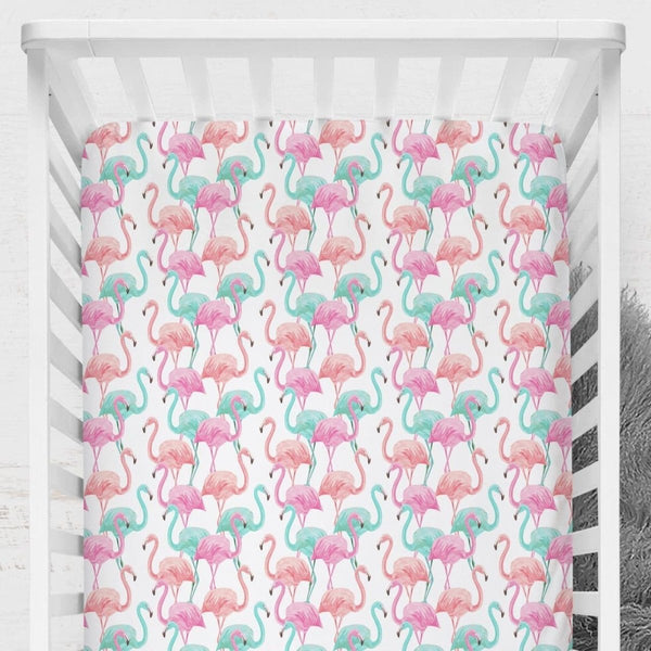 Flamingo Crib Sheet - gender_girl, Theme_Floral, Theme_Tropical