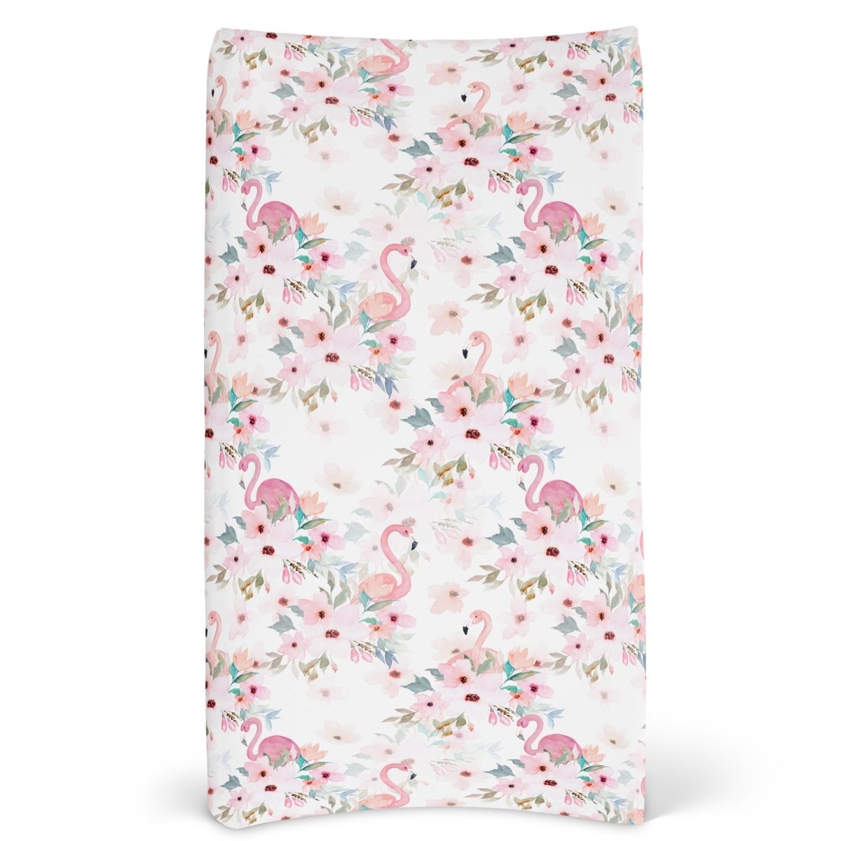 Flamingo Floral Changing Pad Cover - Flamingo Floral, gender_girl, Theme_Floral