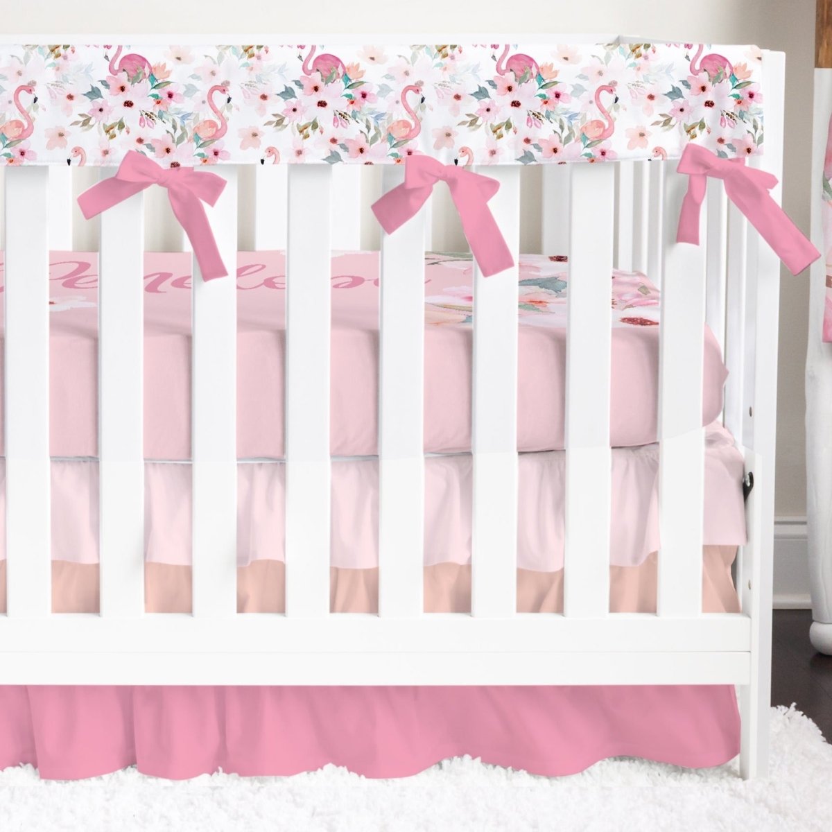 Flamingo Floral Crib Bedding - Flamingo Floral, gender_girl, text
