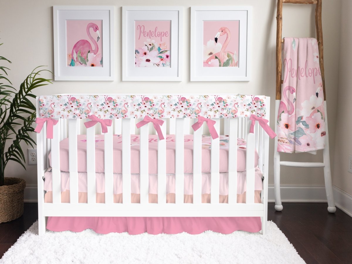 Flamingo Floral Crib Bedding - Flamingo Floral, gender_girl, text