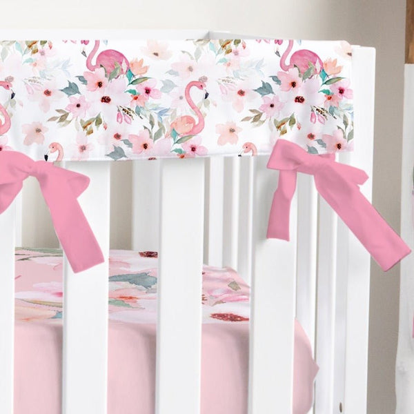 Flamingo Floral Crib Rail Guards - Flamingo Floral, gender_girl, Theme_Floral