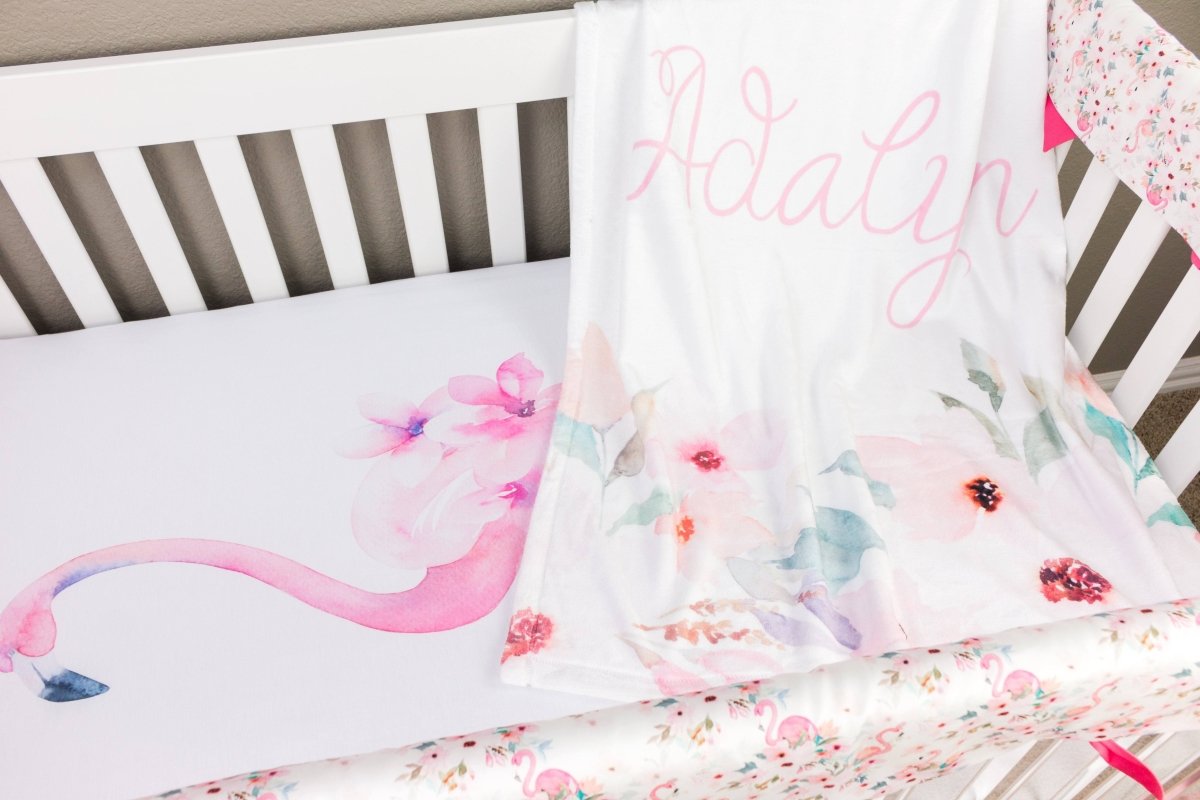 Flamingo Crib Sheet - gender_girl, Theme_Floral, Theme_Tropical