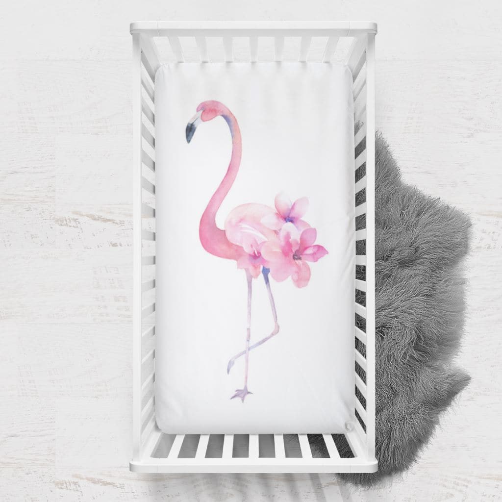 Flamingo Crib Sheet - gender_girl, Theme_Floral, Theme_Tropical