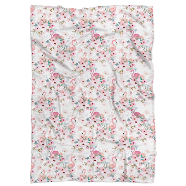 Flamingo Floral Minky Blanket - Flamingo Floral, gender_girl, Personalized_No