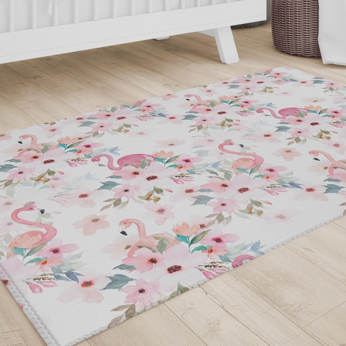 Flamingo Floral Nursery Rug - Flamingo Floral, gender_girl, Theme_Floral