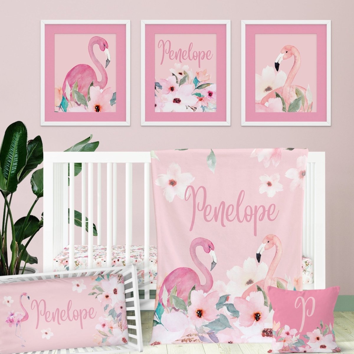 Flamingo Floral Nursery Starter Set - Flamingo Floral, gender_girl, text