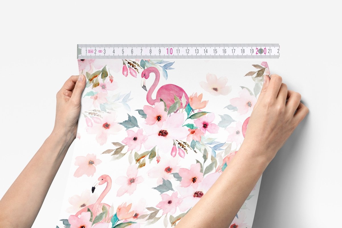 Flamingo Floral Peel & Stick Wallpaper - Flamingo Floral, gender_girl, Theme_Floral