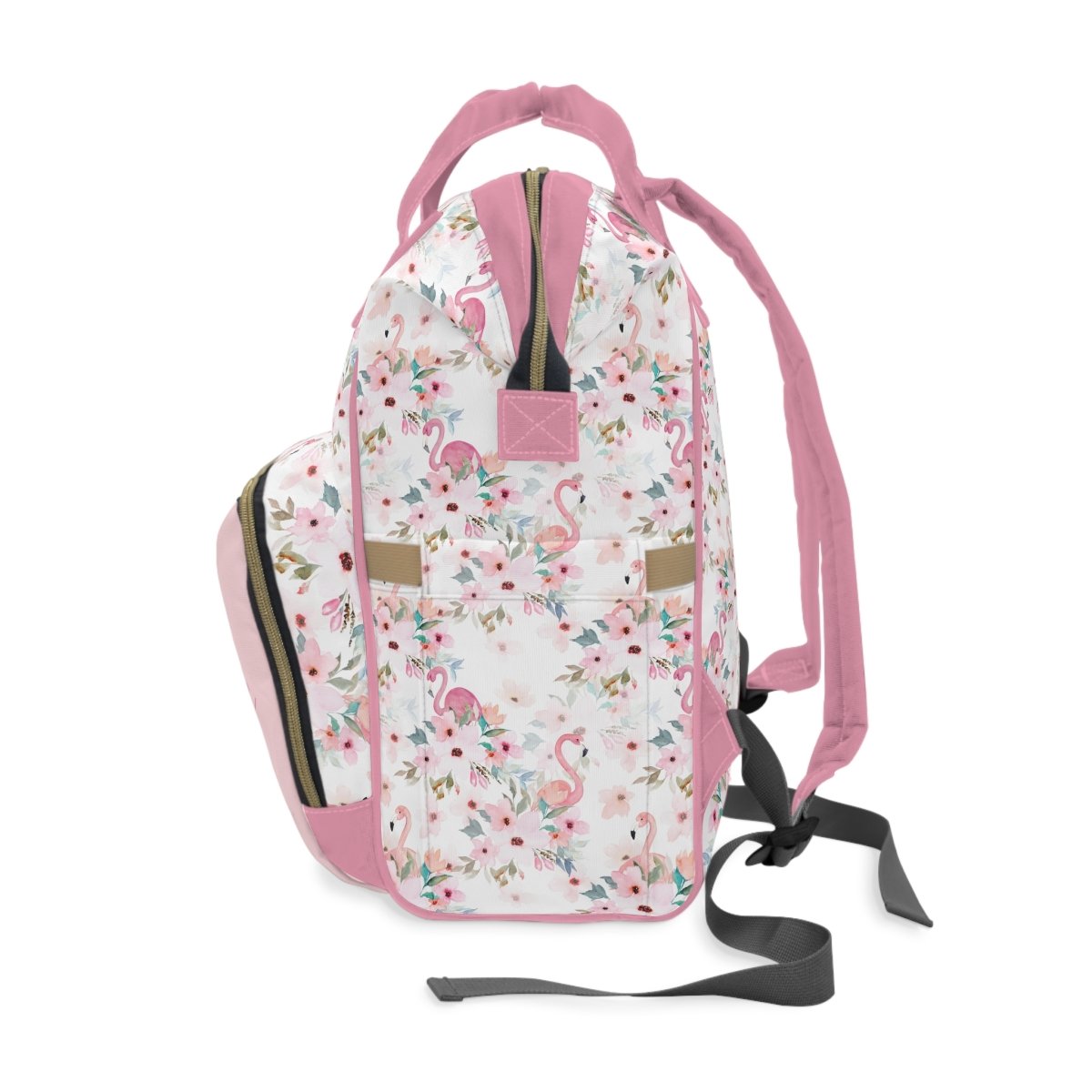 Flamingo Floral Personalized Backpack Diaper Bag - Flamingo Floral, gender_girl, text