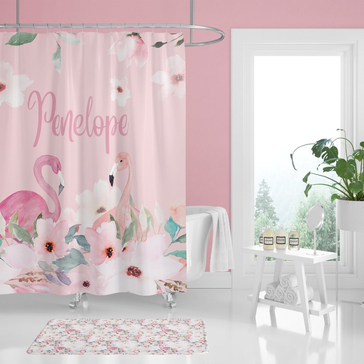 Flamingo Floral Personalized Bathroom Collection - Flamingo Floral, gender_girl, text