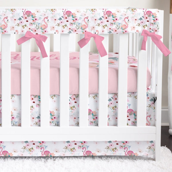 Flamingo Floral Rail Guard Crib Bedding - Crib Bedding Sets