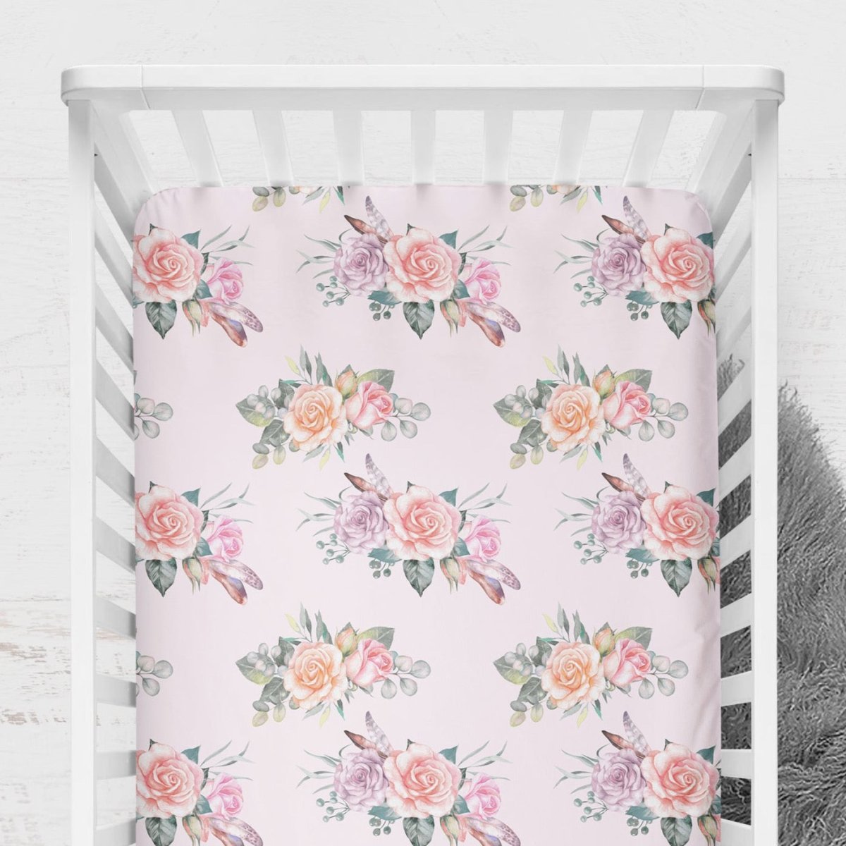 Floral Cowgirl Crib Sheet - gender_girl, Theme_Floral, Theme_Southwestern