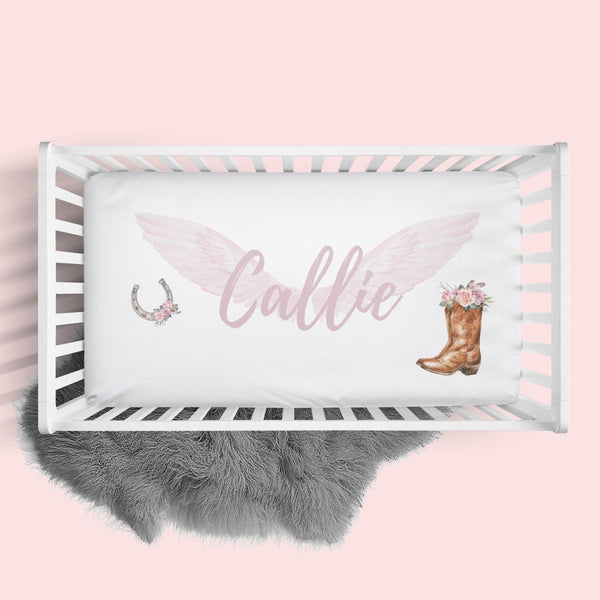 Floral Cowgirl Personalized Crib Sheet
