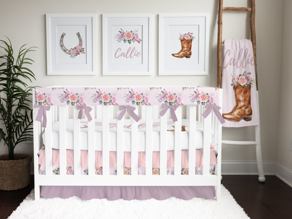Floral Cowgirl Ruffled Crib Bedding - Floral Cowgirl, gender_girl, text