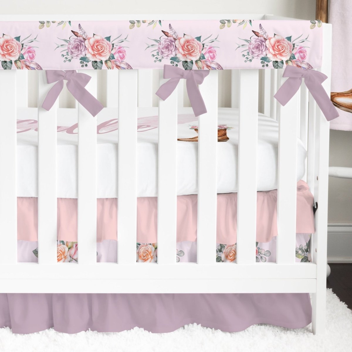 Floral Cowgirl Ruffled Crib Bedding - Floral Cowgirl, gender_girl, text