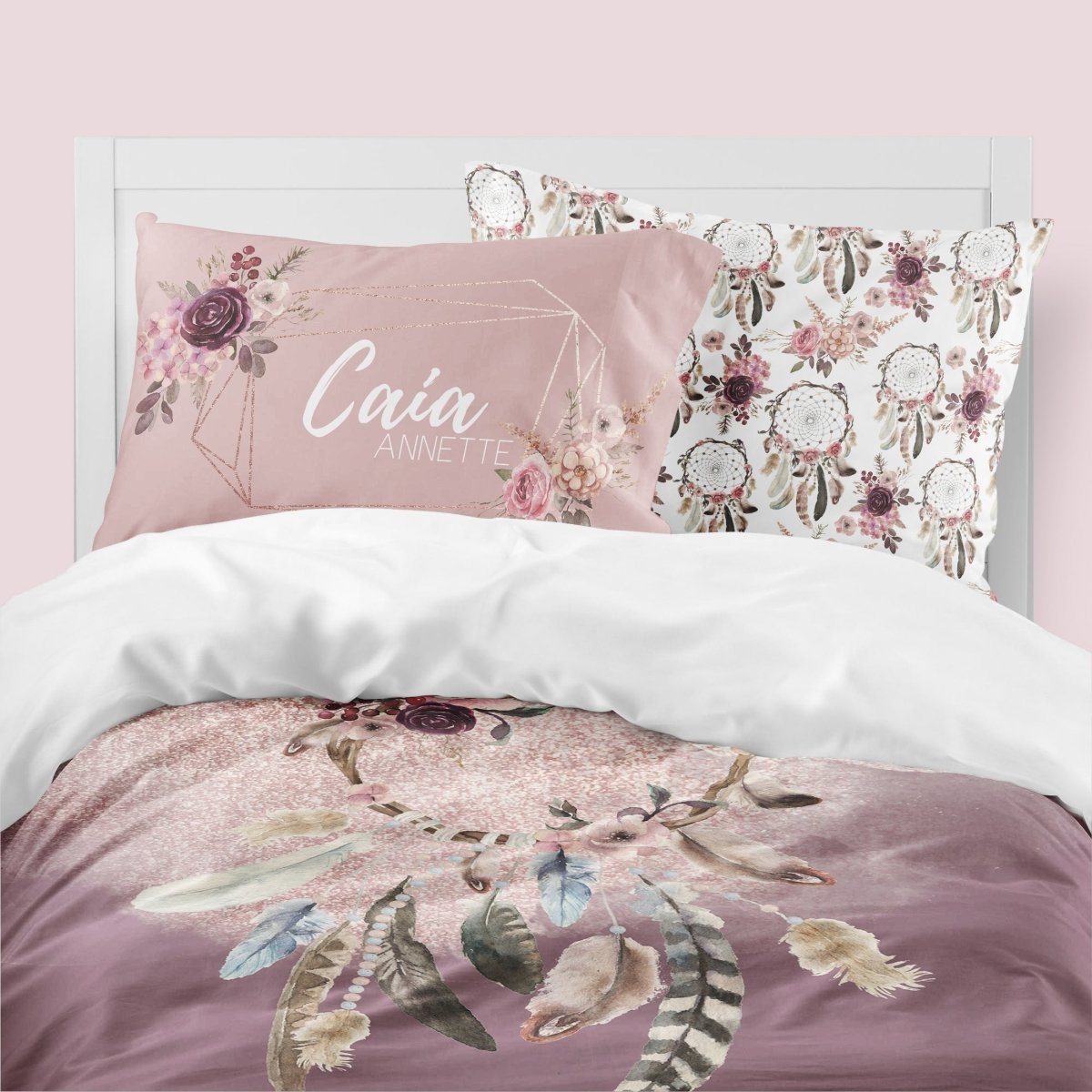 Floral Dreamcatcher Kids Bedding Set (Comforter or Duvet Cover) - Floral Dreamcatcher, gender_girl, text