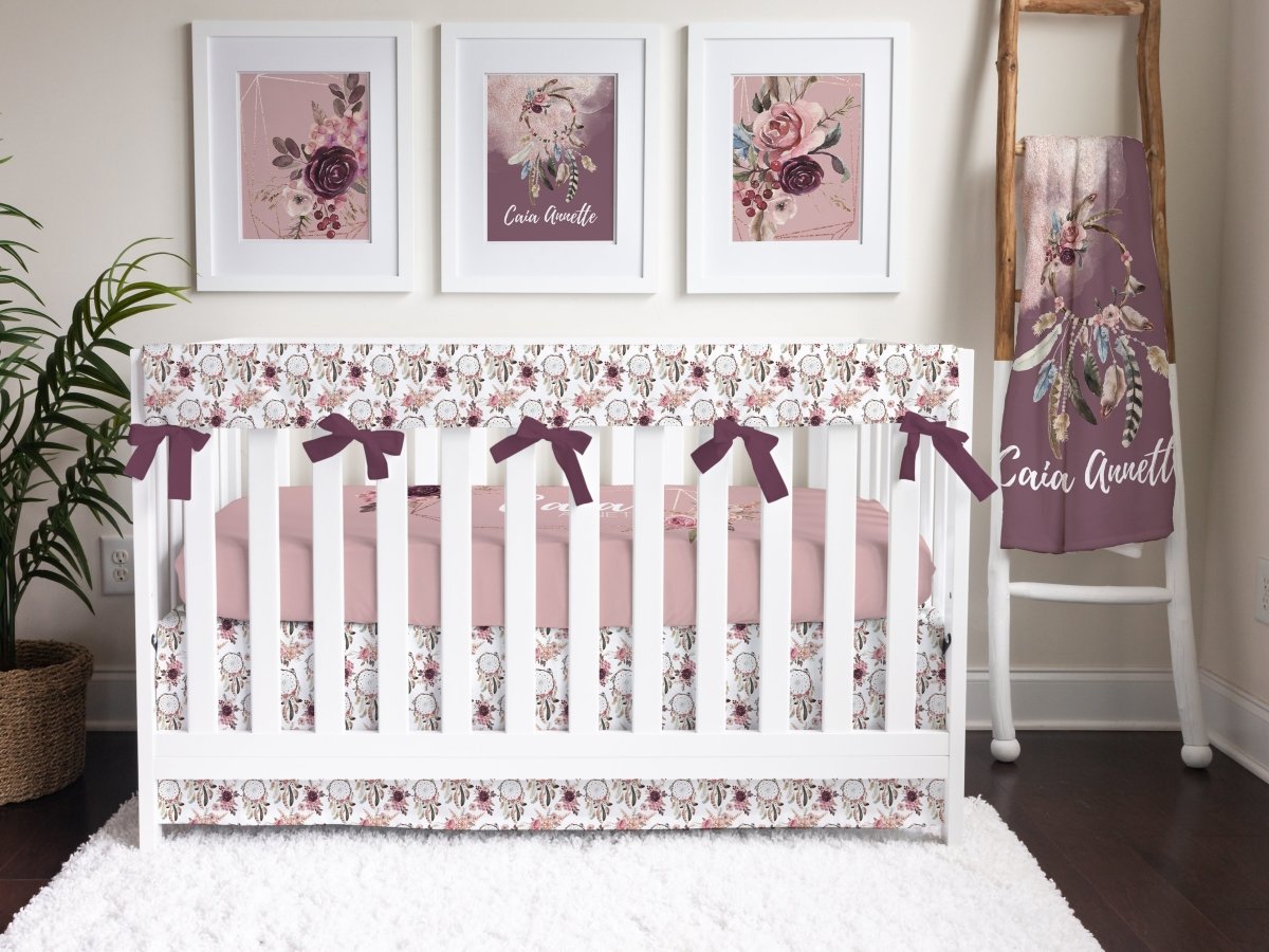 Floral Dreamcatcher Crib Bedding - Floral Dreamcatcher, gender_girl, text