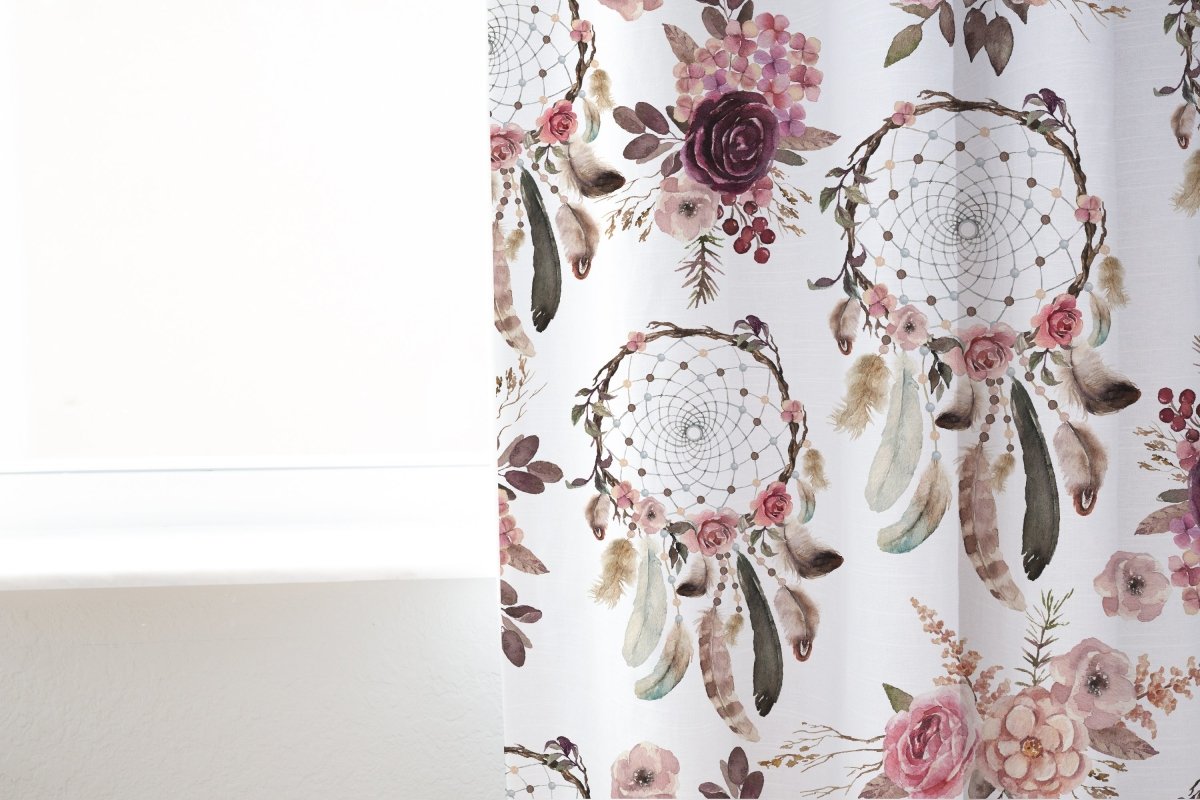 Floral Dreamcatcher Curtain Panel - Floral Dreamcatcher, gender_girl, Theme_Boho