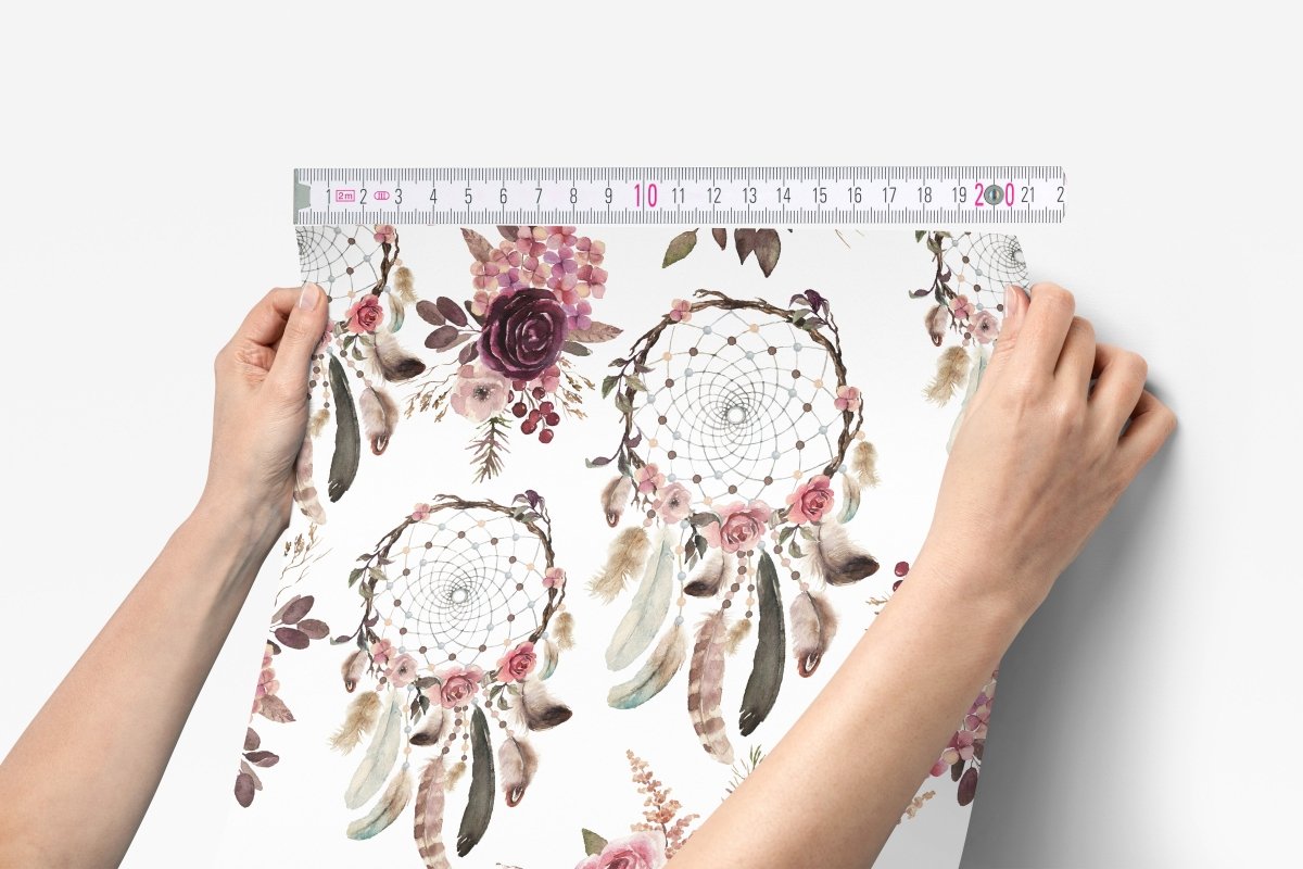 Floral Dreamcatcher Peel & Stick Wallpaper - Floral Dreamcatcher, gender_girl, Theme_Boho