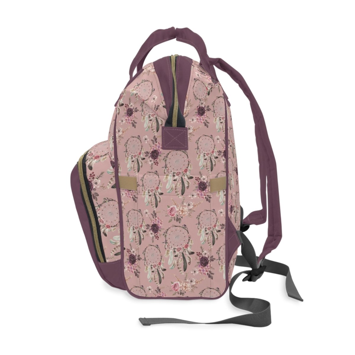 Floral Dreamcatcher Personalized Backpack Diaper Bag - Floral Dreamcatcher, gender_girl, text