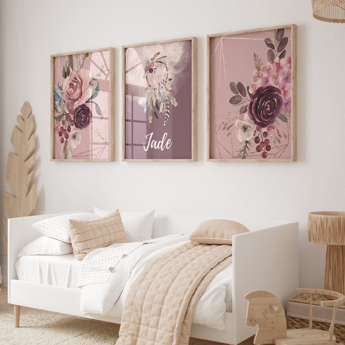 Floral Dreamcatcher Personalized Nursery Art - Wall Art