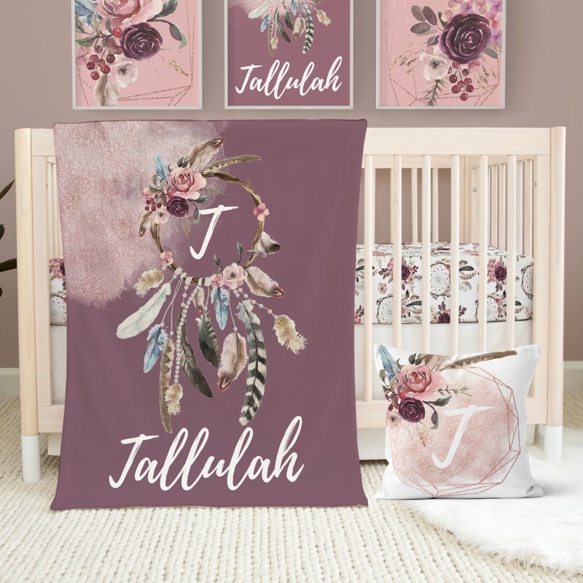Floral Dreamcatcher Personalized Throw Pillow - Throw Pillow