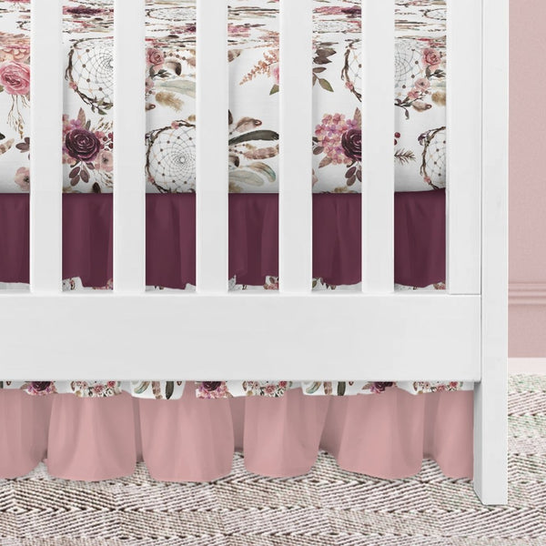 Floral Dreamcatcher Ruffled Crib Skirt - Floral Dreamcatcher, gender_girl, Theme_Boho