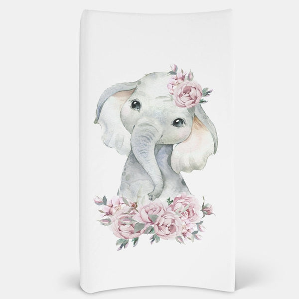 Floral Elephant Changing Pad Cover - Floral Elephant, gender_girl, Theme_Floral