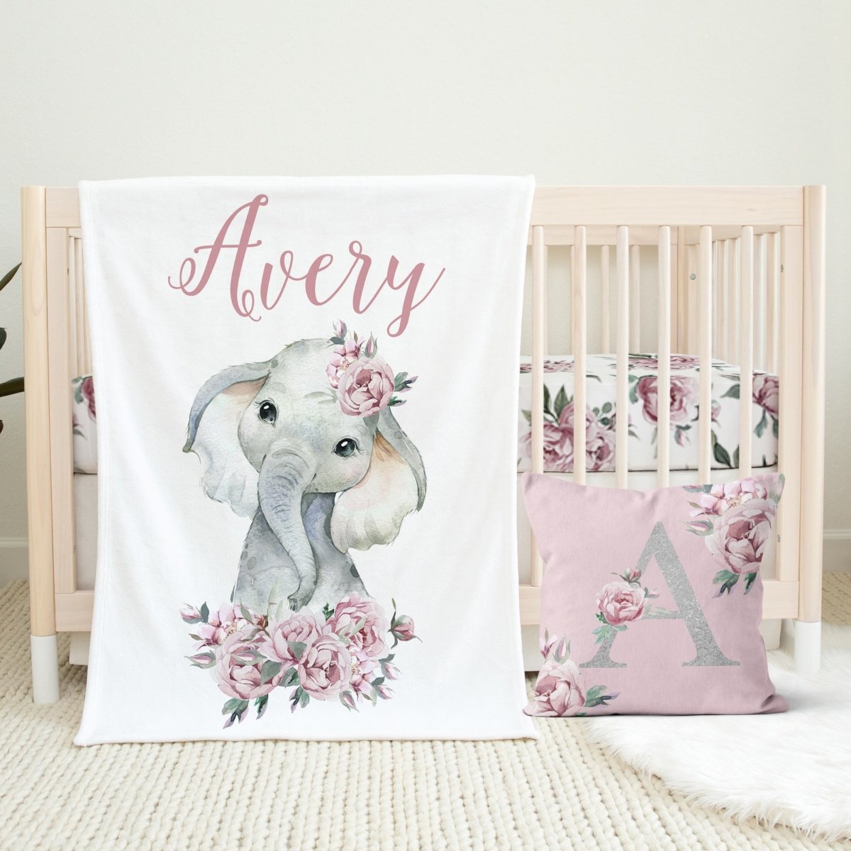 Floral Elephant Nursery Collection - gender_girl, text, Theme_Floral