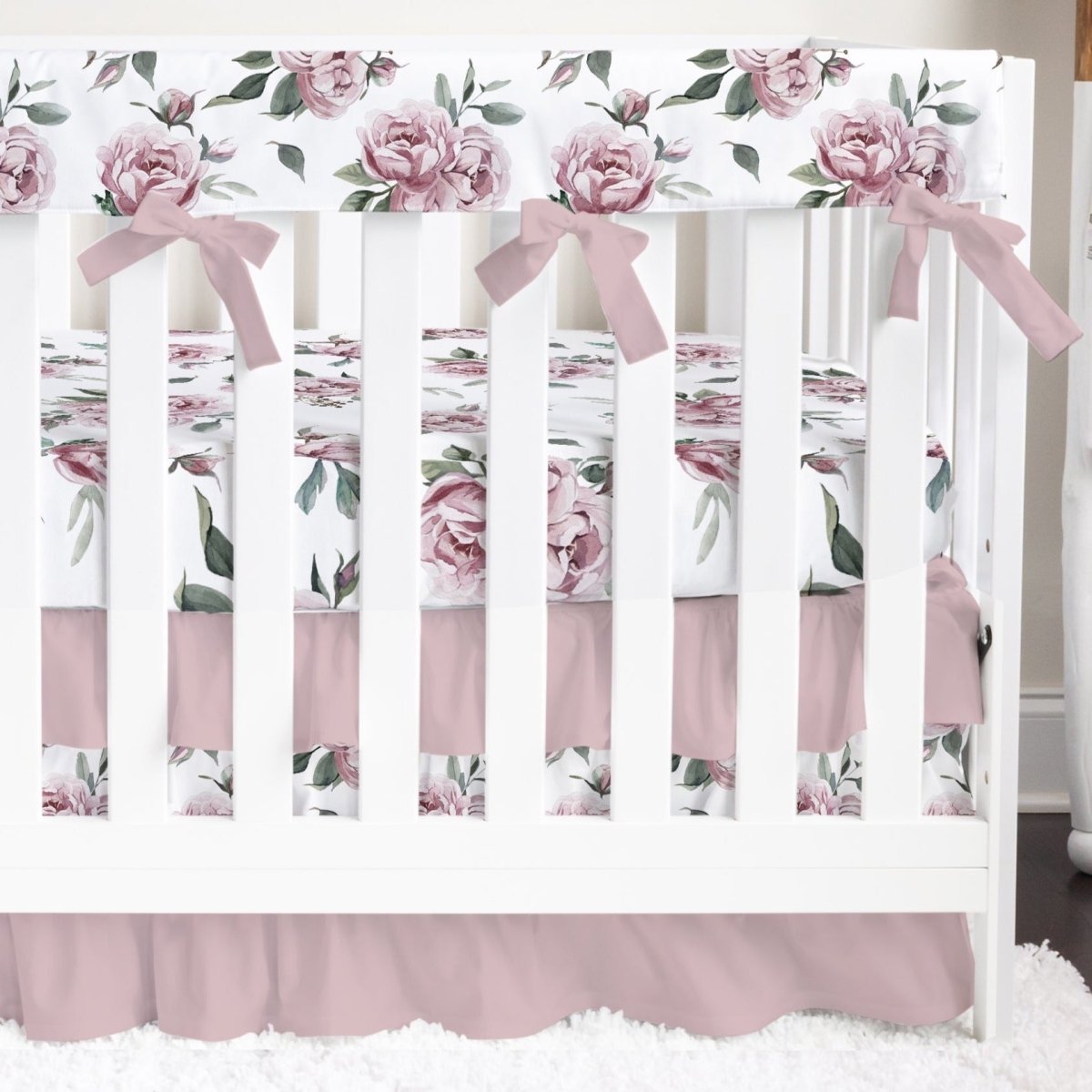 Floral Elephant Ruffled Crib Bedding - Floral Elephant, gender_girl, text